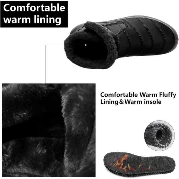 LRUN Womens Boots Ankle Snow Boots Wide Slip on Mens Winter Boots Warm Lightweight Outdoor Footwear BarefootZblack