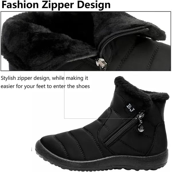 LRUN Womens Boots Ankle Snow Boots Wide Slip on Mens Winter Boots Warm Lightweight Outdoor Footwear BarefootZblack