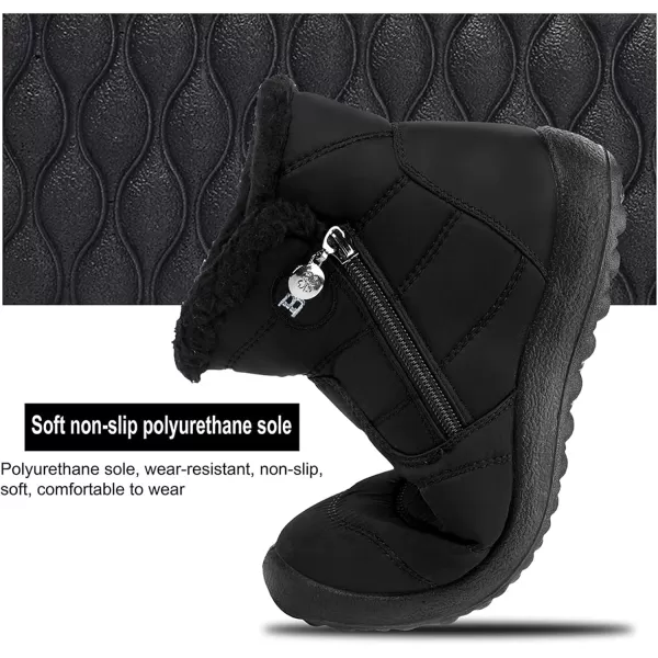 LRUN Womens Boots Ankle Snow Boots Wide Slip on Mens Winter Boots Warm Lightweight Outdoor Footwear BarefootZblack