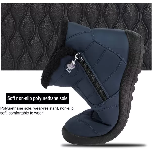 LRUN Womens Boots Ankle Snow Boots Wide Slip on Mens Winter Boots Warm Lightweight Outdoor Footwear BarefootZnavy