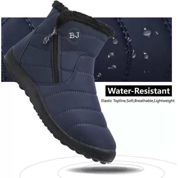 LRUN Womens Boots Ankle Snow Boots Wide Slip on Mens Winter Boots Warm Lightweight Outdoor Footwear BarefootZnavy