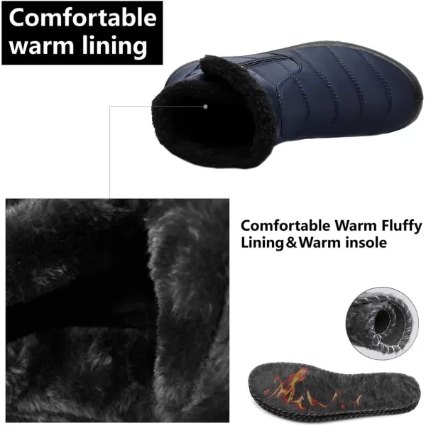 LRUN Womens Boots Ankle Snow Boots Wide Slip on Mens Winter Boots Warm Lightweight Outdoor Footwear BarefootZnavy