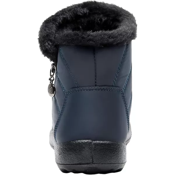 LRUN Womens Boots Ankle Snow Boots Wide Slip on Mens Winter Boots Warm Lightweight Outdoor Footwear BarefootZnavy