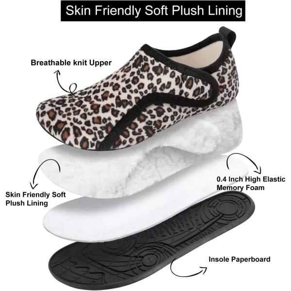 LRUN Womens Mens House Slippers Indoor Home Shoes Warm Barefoot Slippers Outdoor House Shoes AntislipBeige Leopard