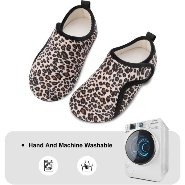 LRUN Womens Mens House Slippers Indoor Home Shoes Warm Barefoot Slippers Outdoor House Shoes AntislipBeige Leopard