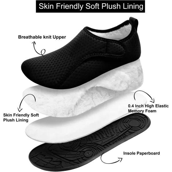 LRUN Womens Mens House Slippers Indoor Home Shoes Warm Barefoot Slippers Outdoor House Shoes AntislipBlack