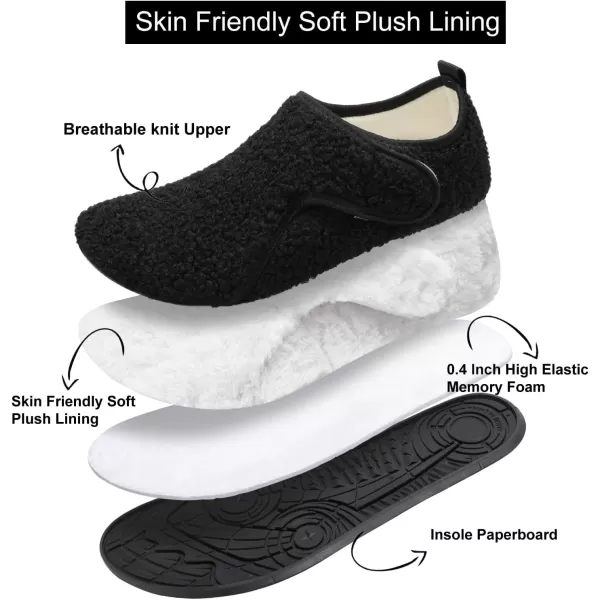 LRUN Womens Mens House Slippers Indoor Home Shoes Warm Barefoot Slippers Outdoor House Shoes AntislipBlack Curls