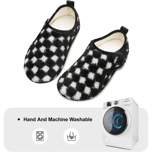 LRUN Womens Mens House Slippers Indoor Home Shoes Warm Barefoot Slippers Outdoor House Shoes AntislipBlack White