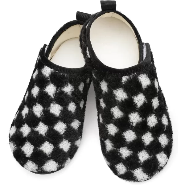 LRUN Womens Mens House Slippers Indoor Home Shoes Warm Barefoot Slippers Outdoor House Shoes AntislipBlack White