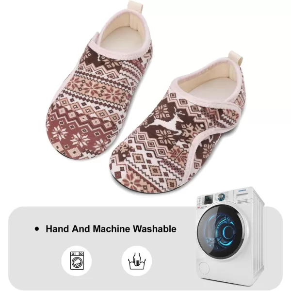 LRUN Womens Mens House Slippers Indoor Home Shoes Warm Barefoot Slippers Outdoor House Shoes AntislipBrown Retro