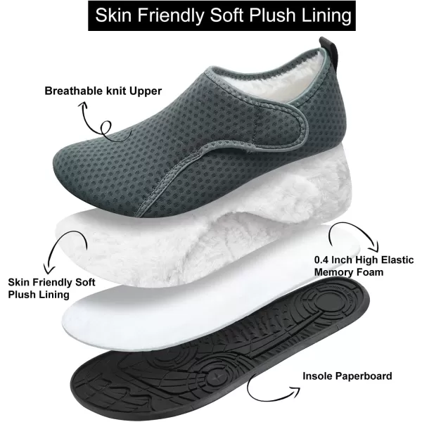 LRUN Womens Mens House Slippers Indoor Home Shoes Warm Barefoot Slippers Outdoor House Shoes AntislipGrey