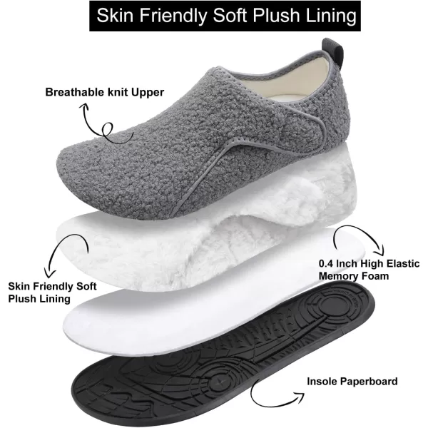 LRUN Womens Mens House Slippers Indoor Home Shoes Warm Barefoot Slippers Outdoor House Shoes AntislipGrey Curls