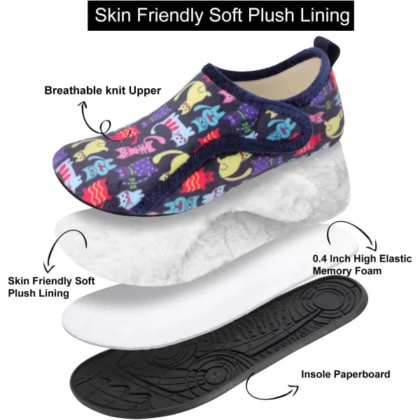 LRUN Womens Mens House Slippers Indoor Home Shoes Warm Barefoot Slippers Outdoor House Shoes AntislipNavy Cat