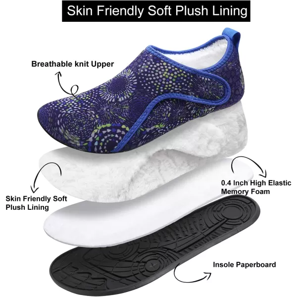 LRUN Womens Mens House Slippers Indoor Home Shoes Warm Barefoot Slippers Outdoor House Shoes AntislipNavy Circle