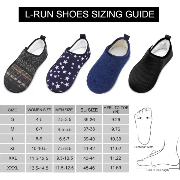 LRUN Womens Mens House Slippers Indoor Home Shoes Warm Barefoot Slippers Outdoor House Shoes AntislipNavy Curls