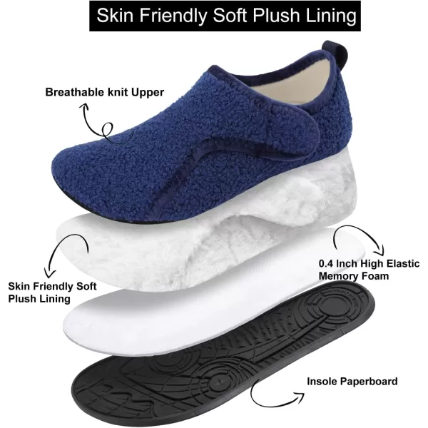 LRUN Womens Mens House Slippers Indoor Home Shoes Warm Barefoot Slippers Outdoor House Shoes AntislipNavy Curls