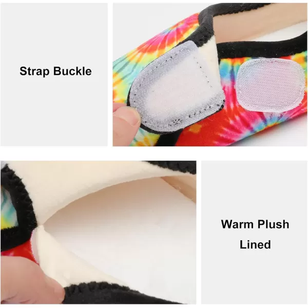 LRUN Womens Mens House Slippers Indoor Home Shoes Warm Barefoot Slippers Outdoor House Shoes AntislipRed Tie Dye