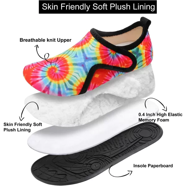 LRUN Womens Mens House Slippers Indoor Home Shoes Warm Barefoot Slippers Outdoor House Shoes AntislipRed Tie Dye