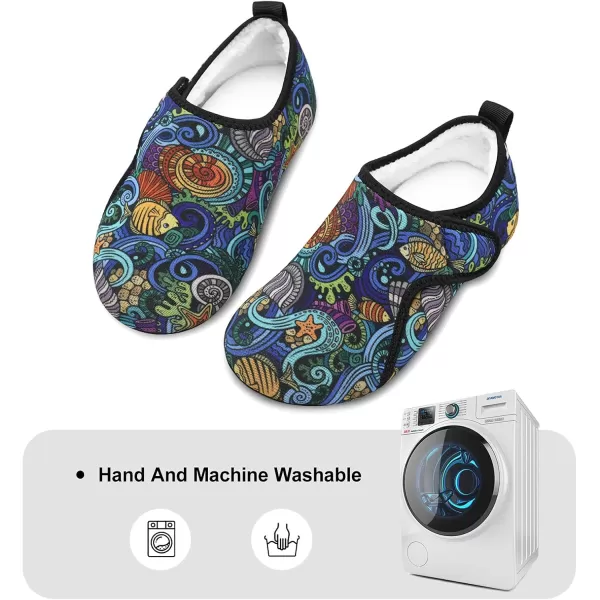 LRUN Womens Mens House Slippers Indoor Home Shoes Warm Barefoot Slippers Outdoor House Shoes AntislipSea World
