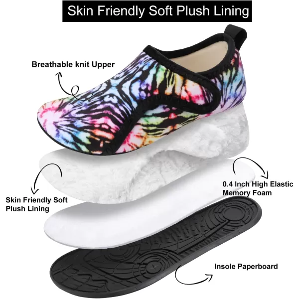 LRUN Womens Mens House Slippers Indoor Home Shoes Warm Barefoot Slippers Outdoor House Shoes AntislipTie Dye