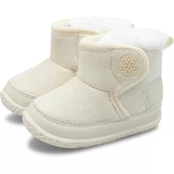 LRUN Baby Boots for Infant Toddler Boys Girls Ankle Warm Suede Plush Lining House Slippers Little Kids Winter Shoes for Indoor Outdoor WalkingBeige