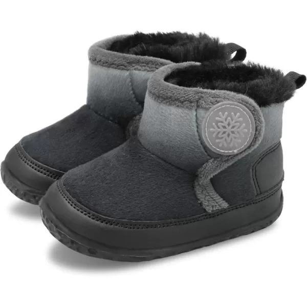 LRUN Baby Boots for Infant Toddler Boys Girls Ankle Warm Suede Plush Lining House Slippers Little Kids Winter Shoes for Indoor Outdoor WalkingBlack Grey