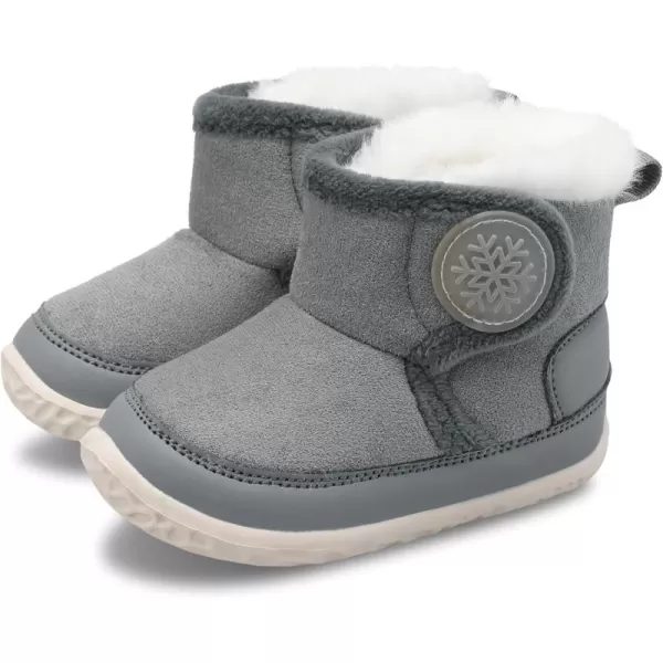 LRUN Baby Boots for Infant Toddler Boys Girls Ankle Warm Suede Plush Lining House Slippers Little Kids Winter Shoes for Indoor Outdoor WalkingGrey