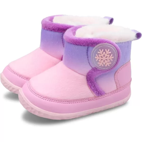 LRUN Baby Boots for Infant Toddler Boys Girls Ankle Warm Suede Plush Lining House Slippers Little Kids Winter Shoes for Indoor Outdoor WalkingPink Purple