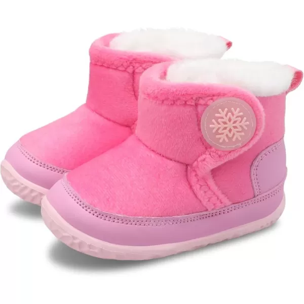 LRUN Baby Boots for Infant Toddler Boys Girls Ankle Warm Suede Plush Lining House Slippers Little Kids Winter Shoes for Indoor Outdoor WalkingRose Red