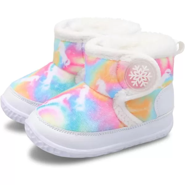 LRUN Baby Boots for Infant Toddler Boys Girls Ankle Warm Suede Plush Lining House Slippers Little Kids Winter Shoes for Indoor Outdoor WalkingTie Dye