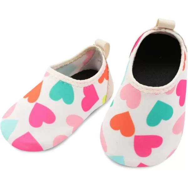 LRUN Baby Water Shoes Barefoot Skin Aqua Sock Swim Shoes for Beach Swim Pool Infant Swim ShoesBeige Heart