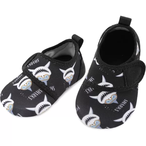 LRUN Baby Water Shoes Barefoot Skin Aqua Sock Swim Shoes for Beach Swim Pool Infant Swim ShoesBlack Shark