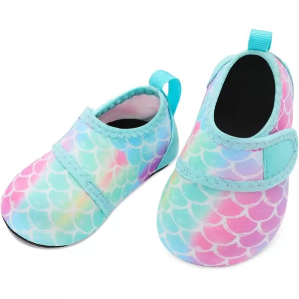 LRUN Baby Water Shoes Barefoot Skin Aqua Sock Swim Shoes for Beach Swim Pool Infant Swim ShoesColorful Fish Scal