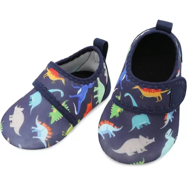 LRUN Baby Water Shoes Barefoot Skin Aqua Sock Swim Shoes for Beach Swim Pool Infant Swim ShoesDinosaur Navy
