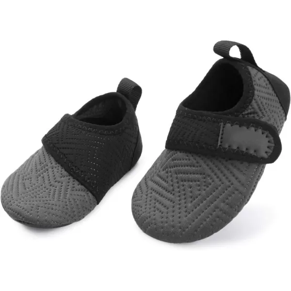 LRUN Baby Water Shoes Barefoot Skin Aqua Sock Swim Shoes for Beach Swim Pool Infant Swim ShoesGrey Black