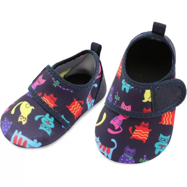 LRUN Baby Water Shoes Barefoot Skin Aqua Sock Swim Shoes for Beach Swim Pool Infant Swim ShoesNavy Cat