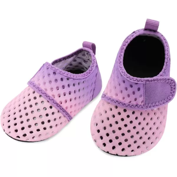 LRUN Baby Water Shoes Barefoot Skin Aqua Sock Swim Shoes for Beach Swim Pool Infant Swim ShoesPink Purple