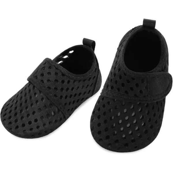 LRUN Baby Water Shoes Barefoot Skin Aqua Sock Swim Shoes for Beach Swim Pool Infant Swim ShoesPure Black