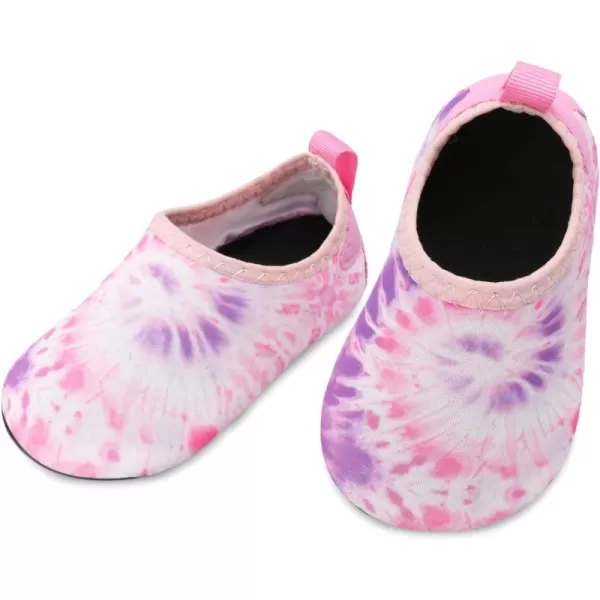 LRUN Baby Water Shoes Barefoot Skin Aqua Sock Swim Shoes for Beach Swim Pool Infant Swim ShoesPurple Tie Die