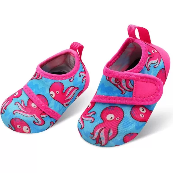 LRUN Baby Water Shoes Barefoot Skin Aqua Sock Swim Shoes for Beach Swim Pool Infant Swim ShoesRose Octopus