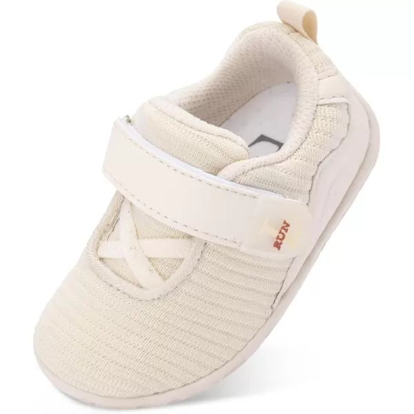 LRUN Barefoot Shoes Toddler Sneakers Boys Girls Lightweight Shoes Knit Kids Walking Shoes for Indoor OutdoorBeige
