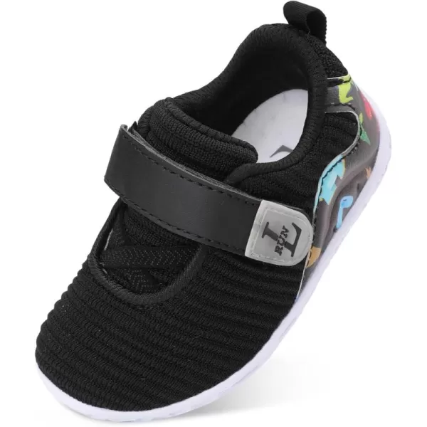 LRUN Barefoot Shoes Toddler Sneakers Boys Girls Lightweight Shoes Knit Kids Walking Shoes for Indoor OutdoorBlack