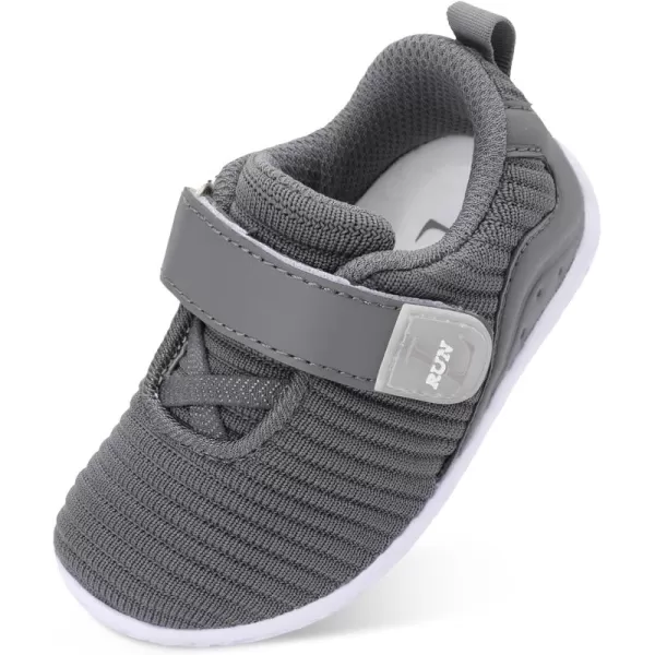 LRUN Barefoot Shoes Toddler Sneakers Boys Girls Lightweight Shoes Knit Kids Walking Shoes for Indoor OutdoorDark Grey