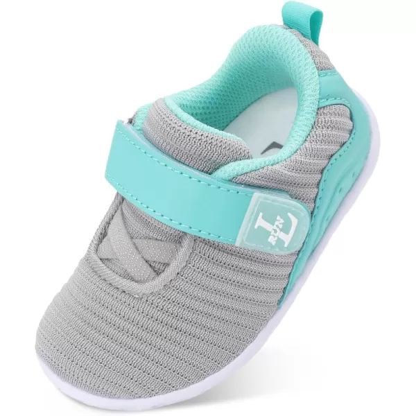 LRUN Barefoot Shoes Toddler Sneakers Boys Girls Lightweight Shoes Knit Kids Walking Shoes for Indoor OutdoorLight Grey