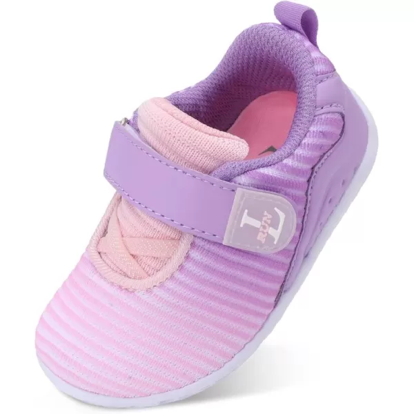 LRUN Barefoot Shoes Toddler Sneakers Boys Girls Lightweight Shoes Knit Kids Walking Shoes for Indoor OutdoorPink Purple