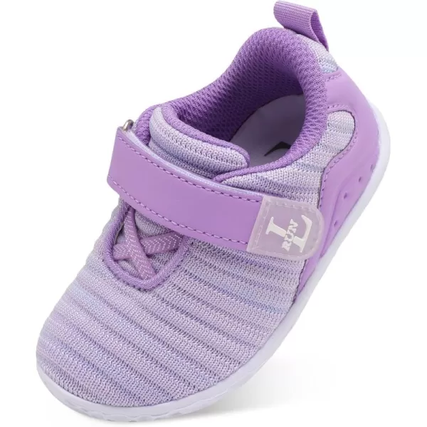 LRUN Barefoot Shoes Toddler Sneakers Boys Girls Lightweight Shoes Knit Kids Walking Shoes for Indoor OutdoorPurple Mix