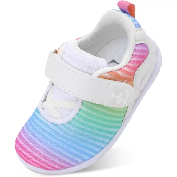 LRUN Barefoot Shoes Toddler Sneakers Boys Girls Lightweight Shoes Knit Kids Walking Shoes for Indoor OutdoorRainbow