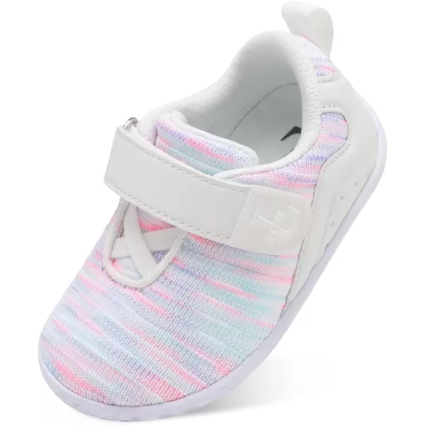LRUN Barefoot Shoes Toddler Sneakers Boys Girls Lightweight Shoes Knit Kids Walking Shoes for Indoor OutdoorWhite Mix