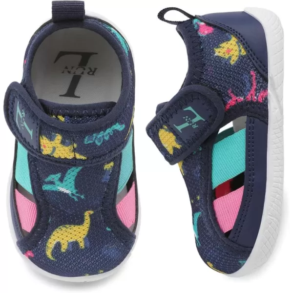 LRUN Toddler Shoes Barefoot Kids Sneakers Wide Minimalist Boys Girls Summer Footwear for Indoor Outdoor Walking RunningNavy Dinosaur