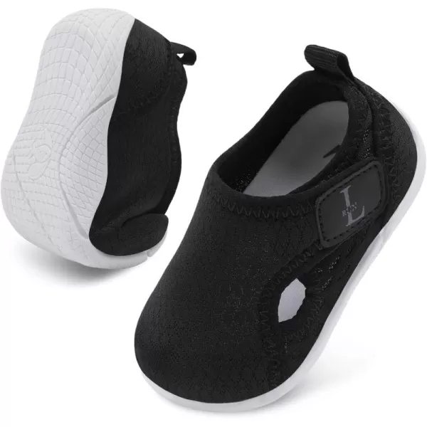 LRUN Toddler Shoes Boys Girls Barefoot Sneaker NonSlip Kids Water Shoes Wide Walking Shoes Baby Quick Dry Breathable Summer Socks Shoes for Outdoor IndoorBlack